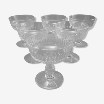 Service of 6 19th century cut crystal champagne cups