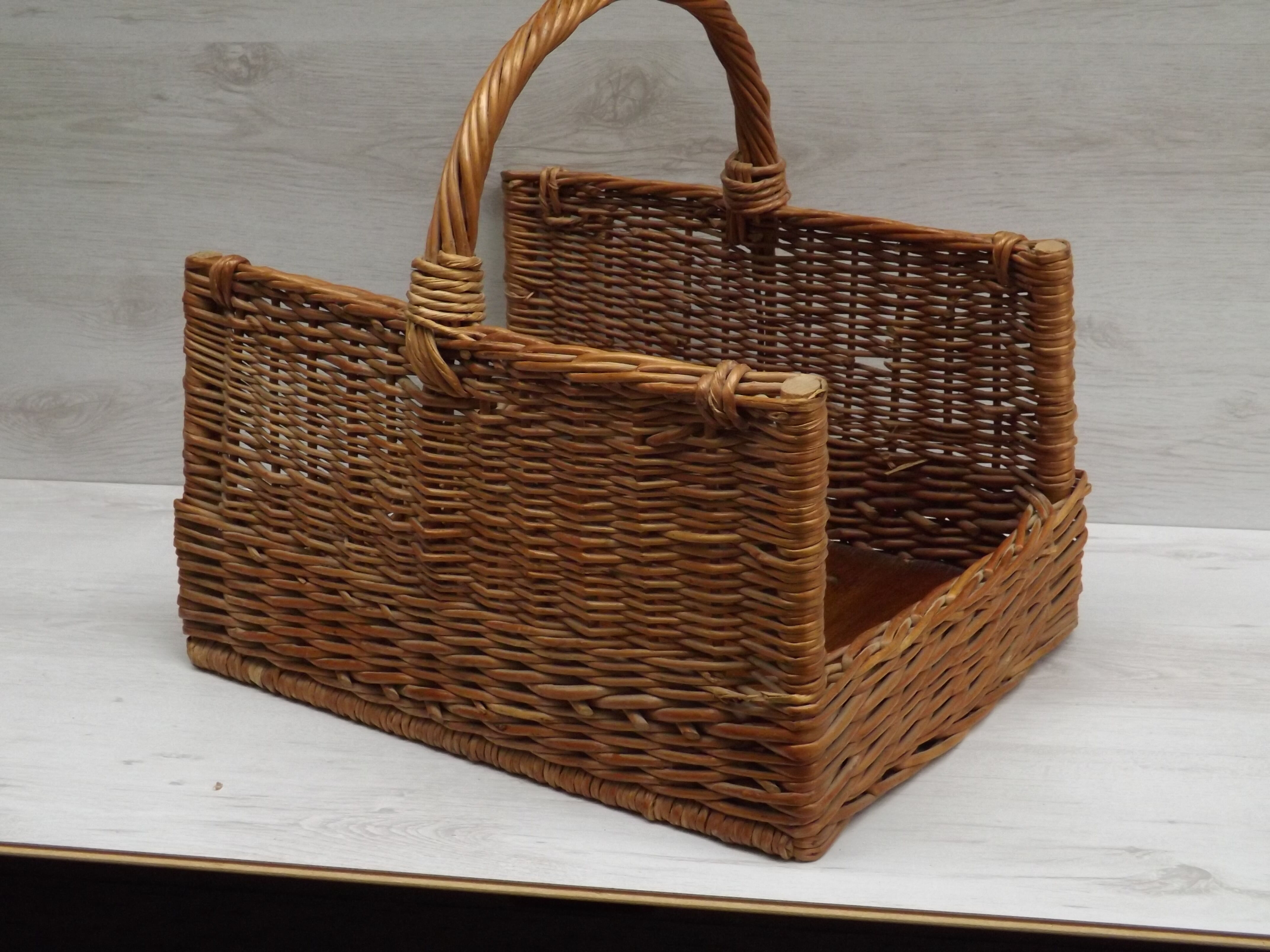Old door basket wood logs in rattan
