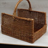 Old door basket wood logs in rattan