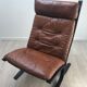 Westnofa Pair of armchairs and footrest siesta brown leather