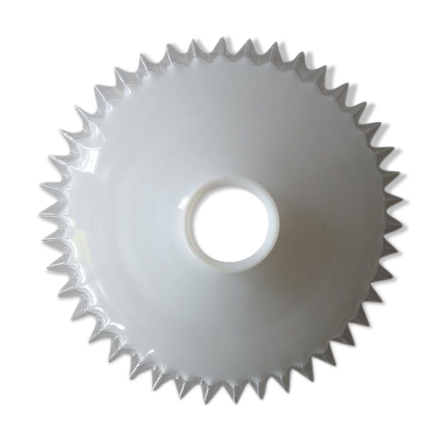 Lampshade, pendant light in scalloped opaline glass, 1940s/50s