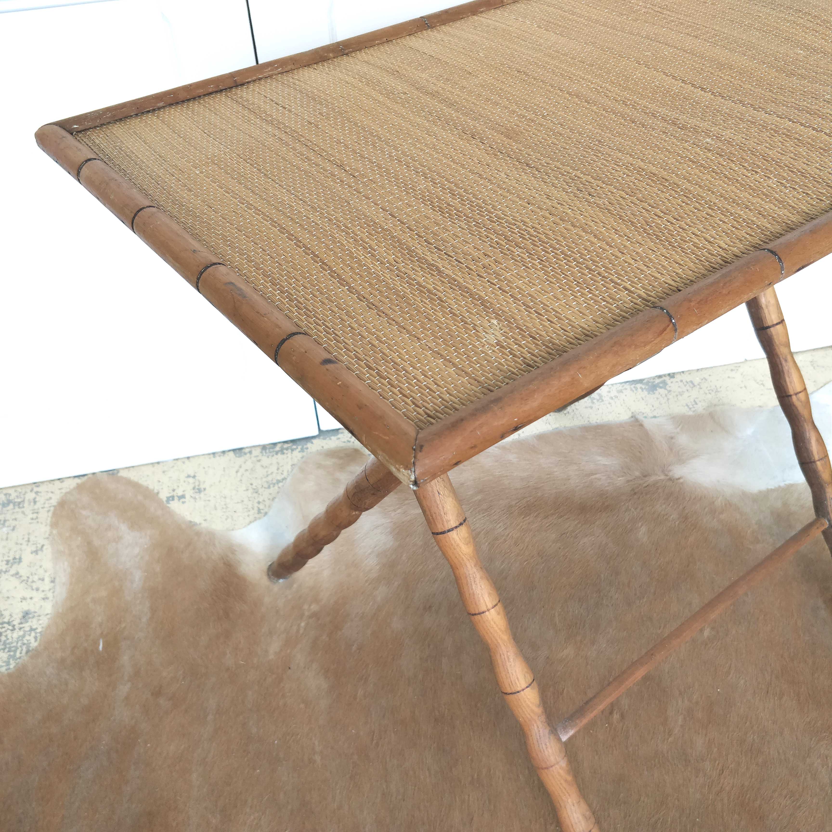 Napoleon III folding table in bamboo wood