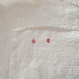 Drap ancien en lin brodé main