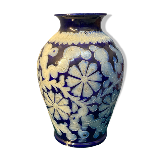 Vase bleu en grès d'Alsace