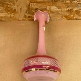 Old Pink Opaline Soliflore Vase + Vintage Gold & Camé Decor