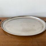 Old jean couzon serving tray stainless steel metal + vintage wooden handles #c