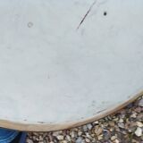 Table bouillotte ancienne avec plateau marbre style louis xvi