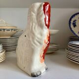 Staffordshire porcelain King Charles Cavalier dog in red, number 1, 19th century.