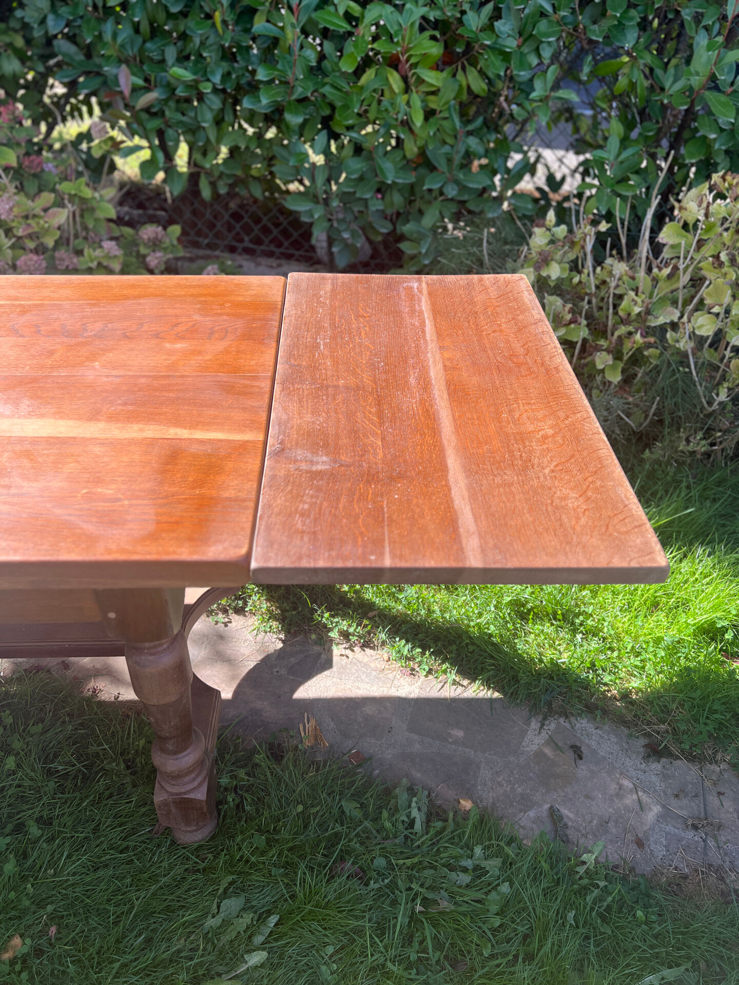 Solid oak farmhouse table with extensions
