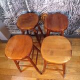 Set 4 tabourets de bar en bois