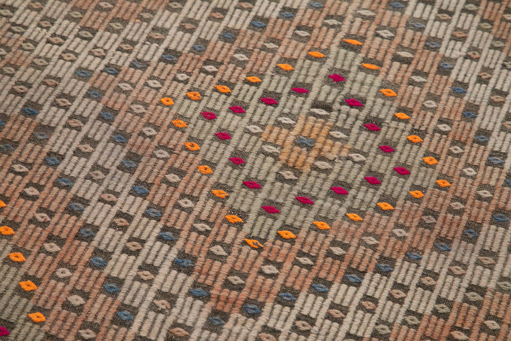 Turkish Handmade Vintage Anatolian Kilim 102 cm x 338 cm