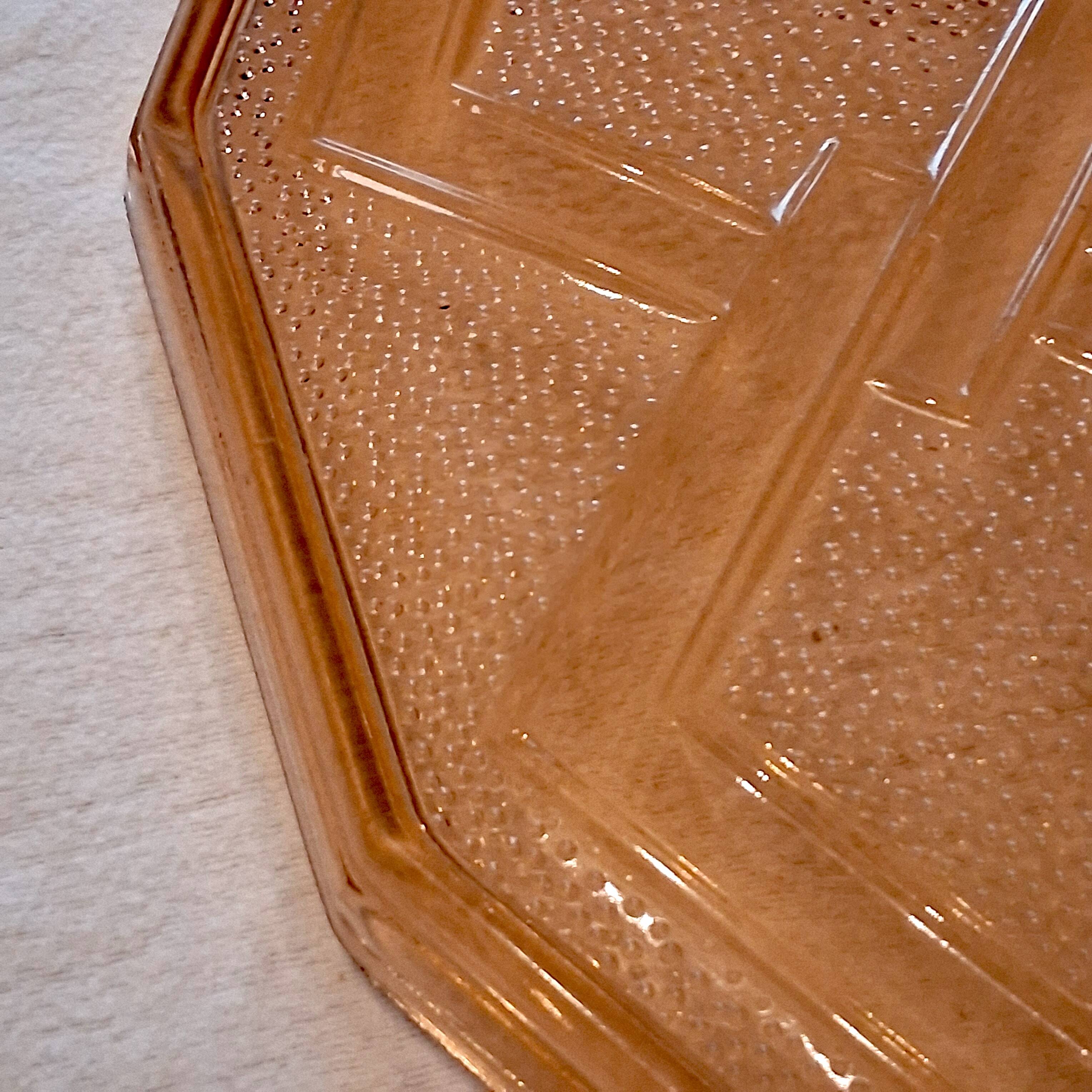 Art Deco style pink glass serving dish in very good condition.