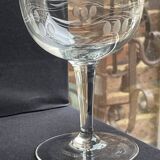 6 Champagne glasses – Cut and engraved glass – Art Deco