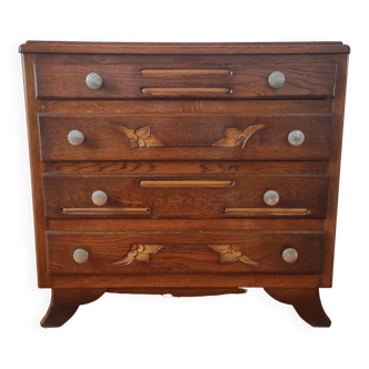 1940s Art Deco oak chest of drawers