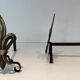 Pair of Bronze and Wrought Iron Chenets with Fleur-de-Lys Supports. France.