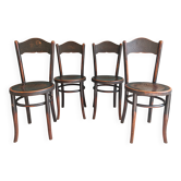 Rare set of 4 bistro chairs jacob & josef kohn bent wood stamped 1900 (e