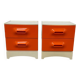 Paire de chevets Prisunic orange 1970