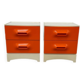 Paire de chevets Prisunic orange 1970