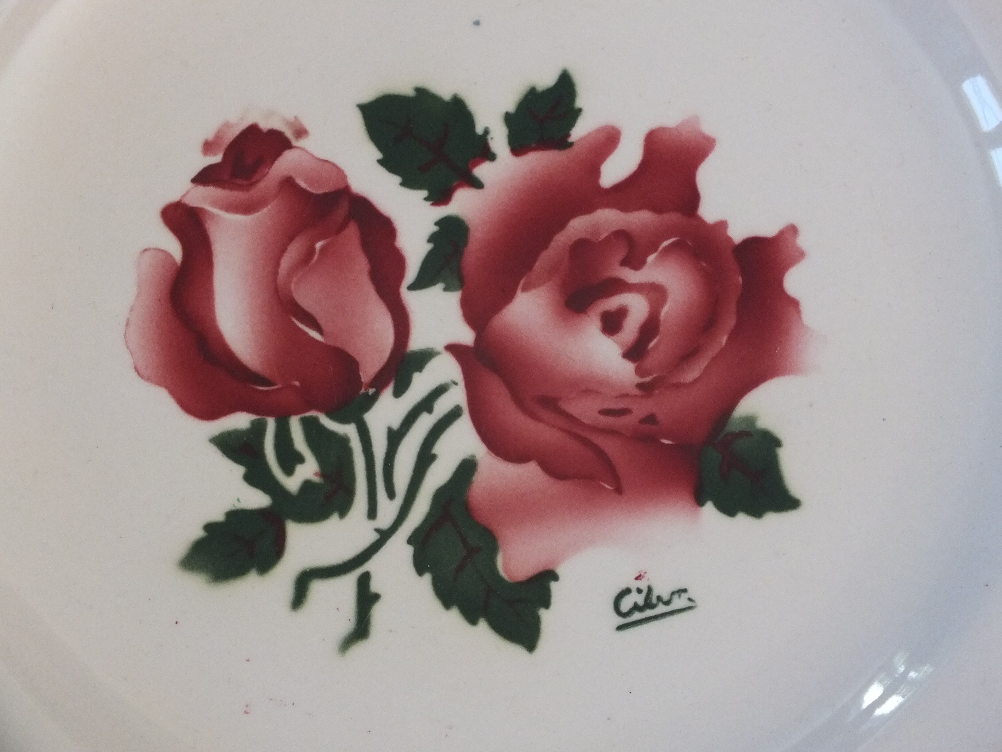 6 flat plates vintage Digoin Sarreguemines model Cibon Lot 3