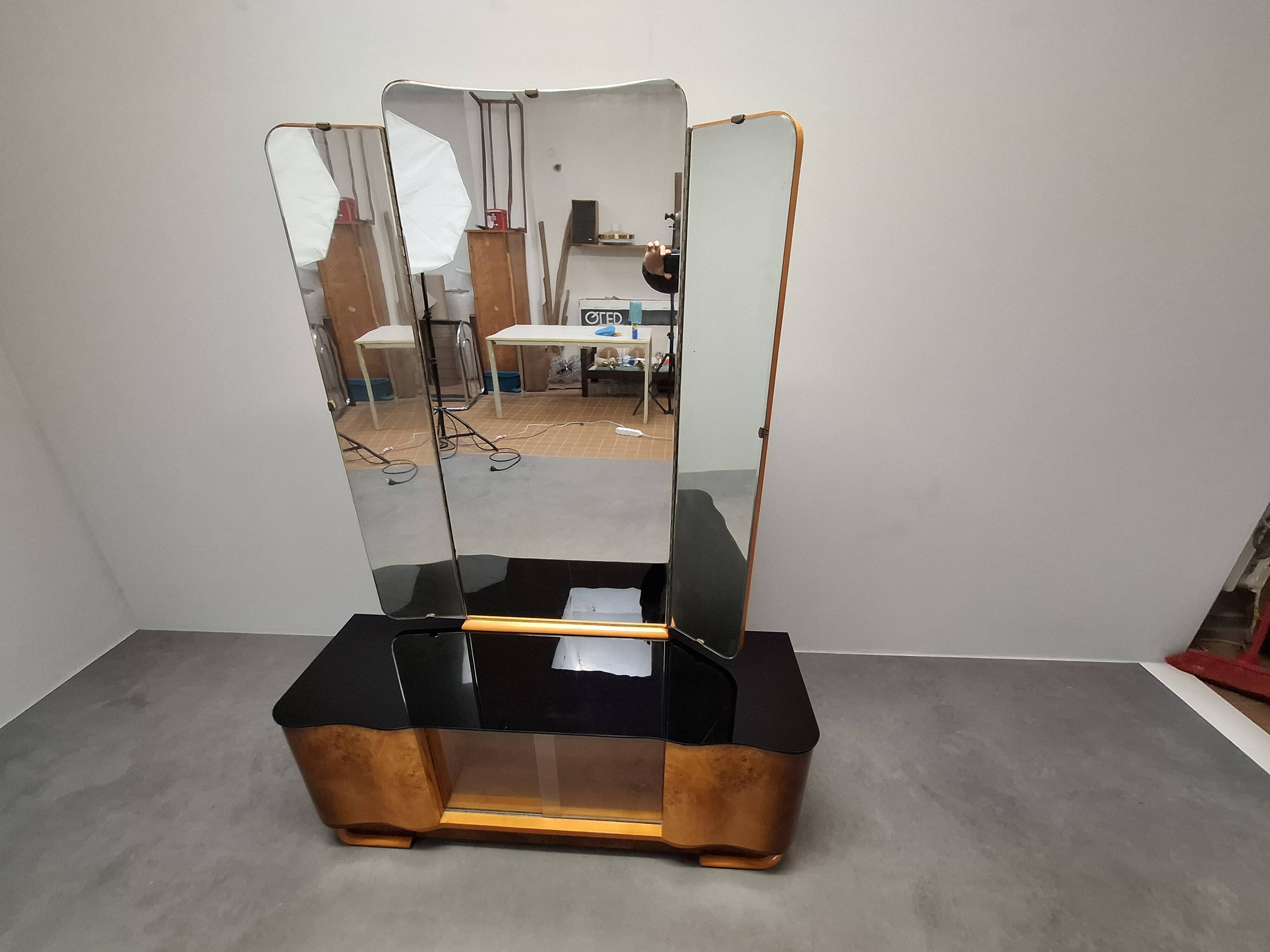 Art Deco Vanity Cabinet Attributed to Jindřich Halabala, Czechoslovakia, 19