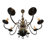 Large Dutch chandelier in bronzed brass 8 branches