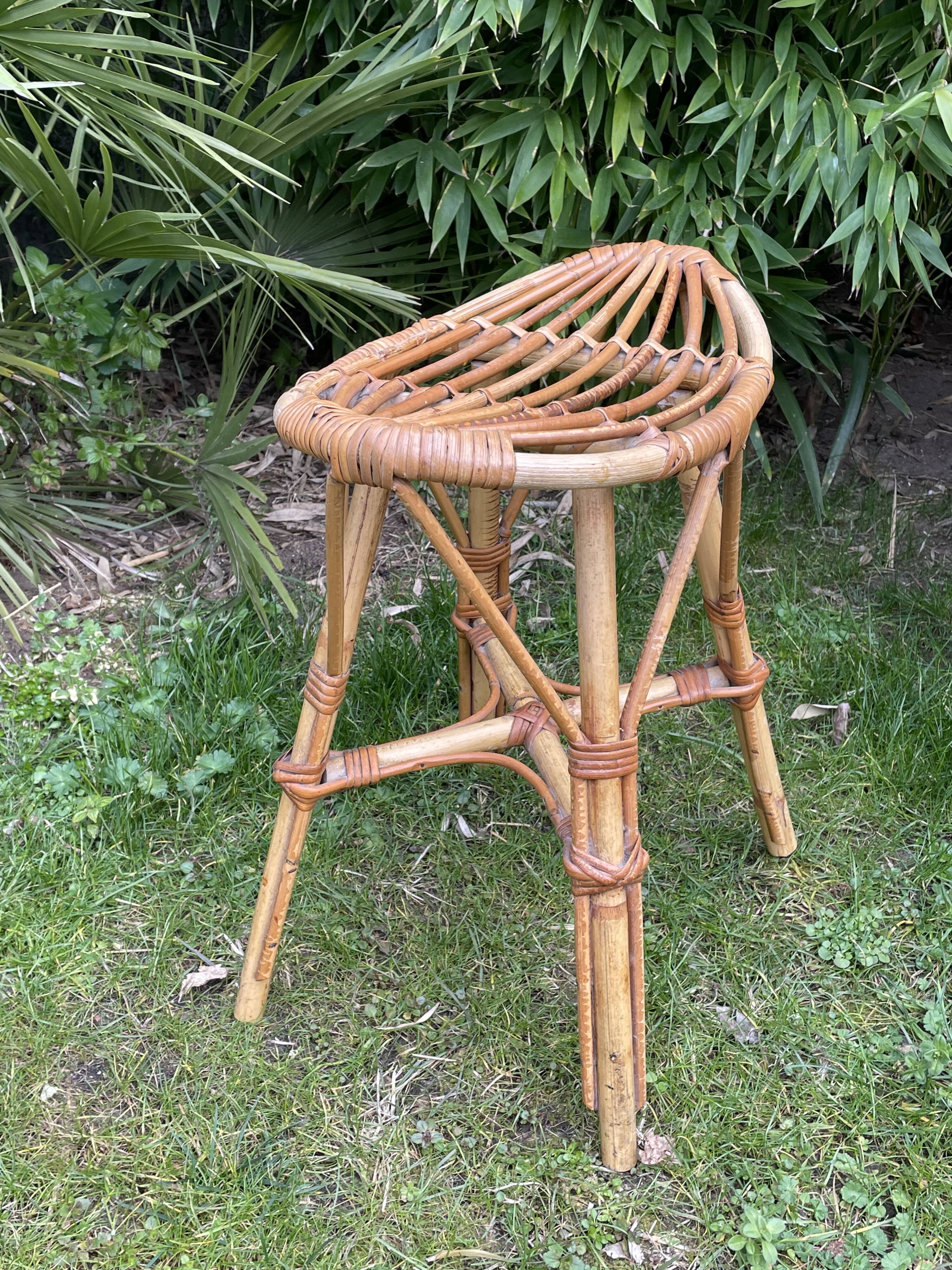 Vintage rattan stool