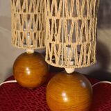 pair of Scandinavian style bedside lamps, vintage design, 30x12 balls