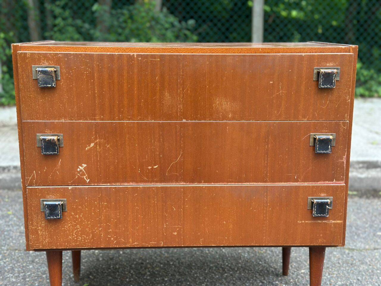 Scandinavian Mid-Century Modern chest of drawers in wood 1950 3 drawers