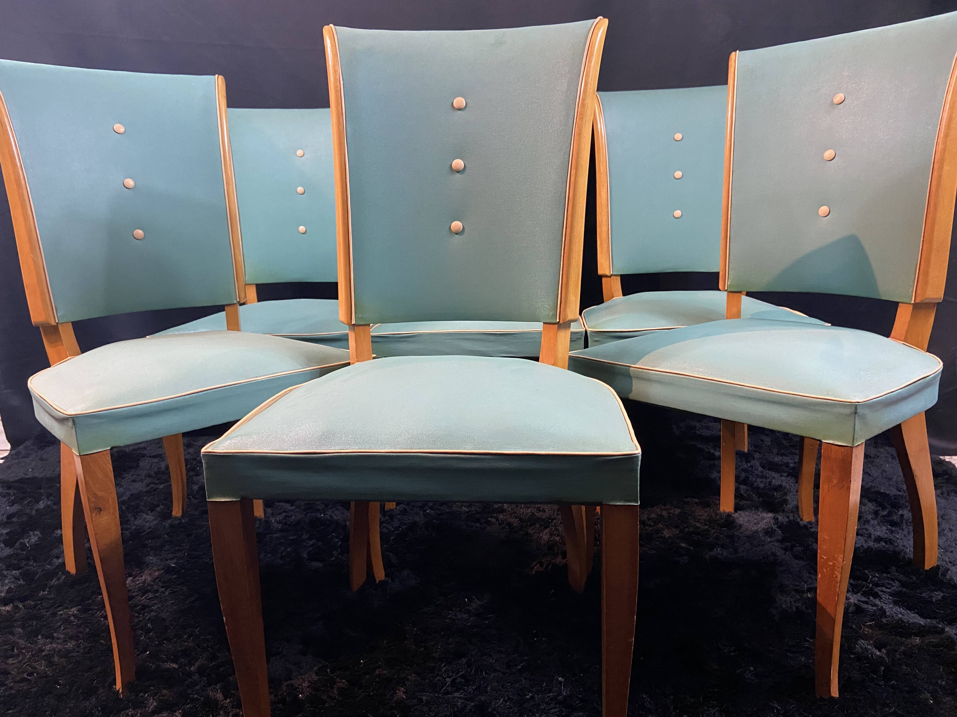 Suite 6 chaises design moderniste 1950
