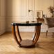 Grand guéridon / Table basse Art Déco à pieds sabres (1930) – Laque no