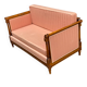 Louis XVI style directoire basket canapé in solid wood and fabric.