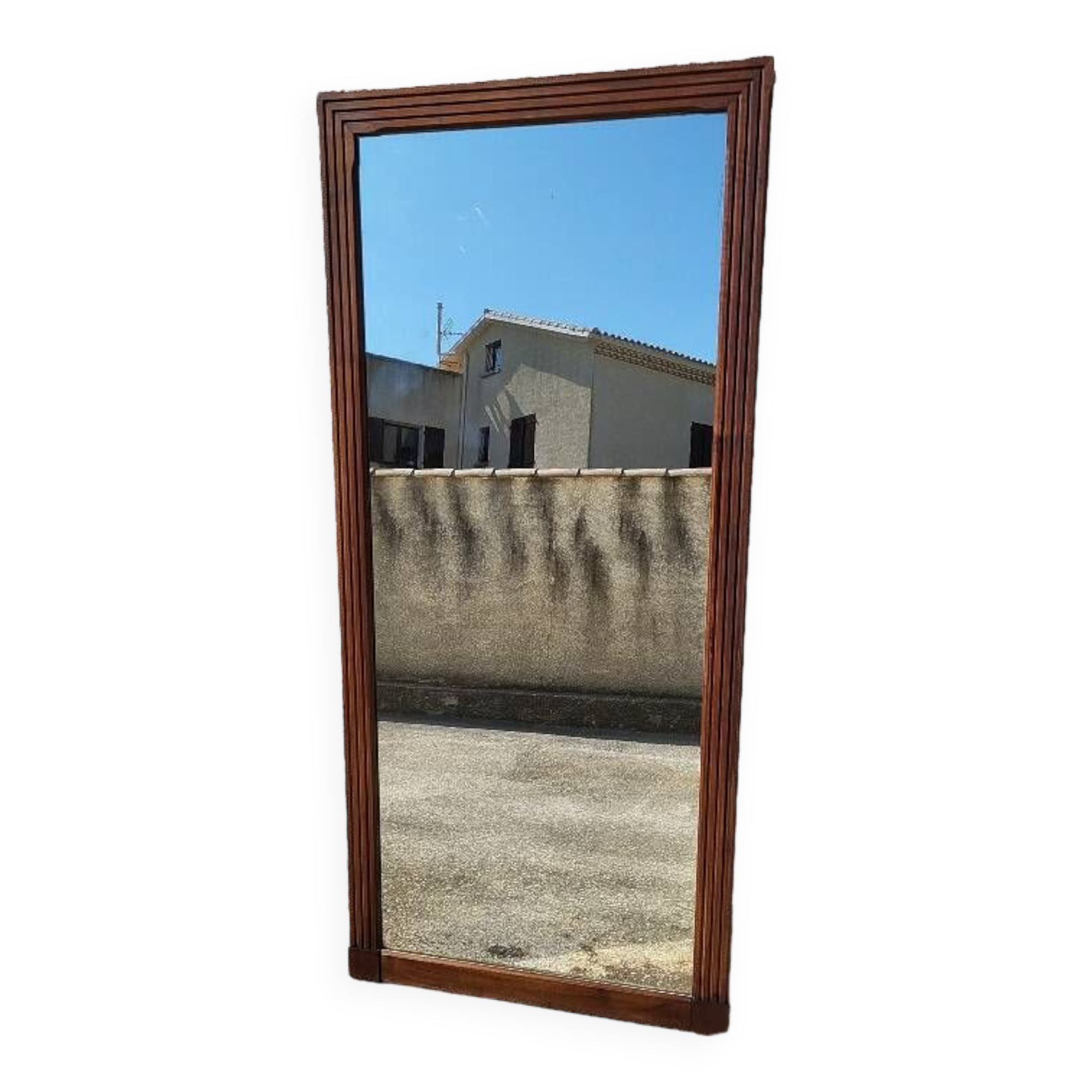 Large old mirror walnut wood frame