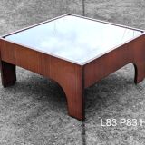 Table basse vintage en palissandre & verre par Claudio Salocchi, modèle "Oriolo"