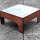 Table basse vintage en palissandre & verre par Claudio Salocchi, modèle "Oriolo"