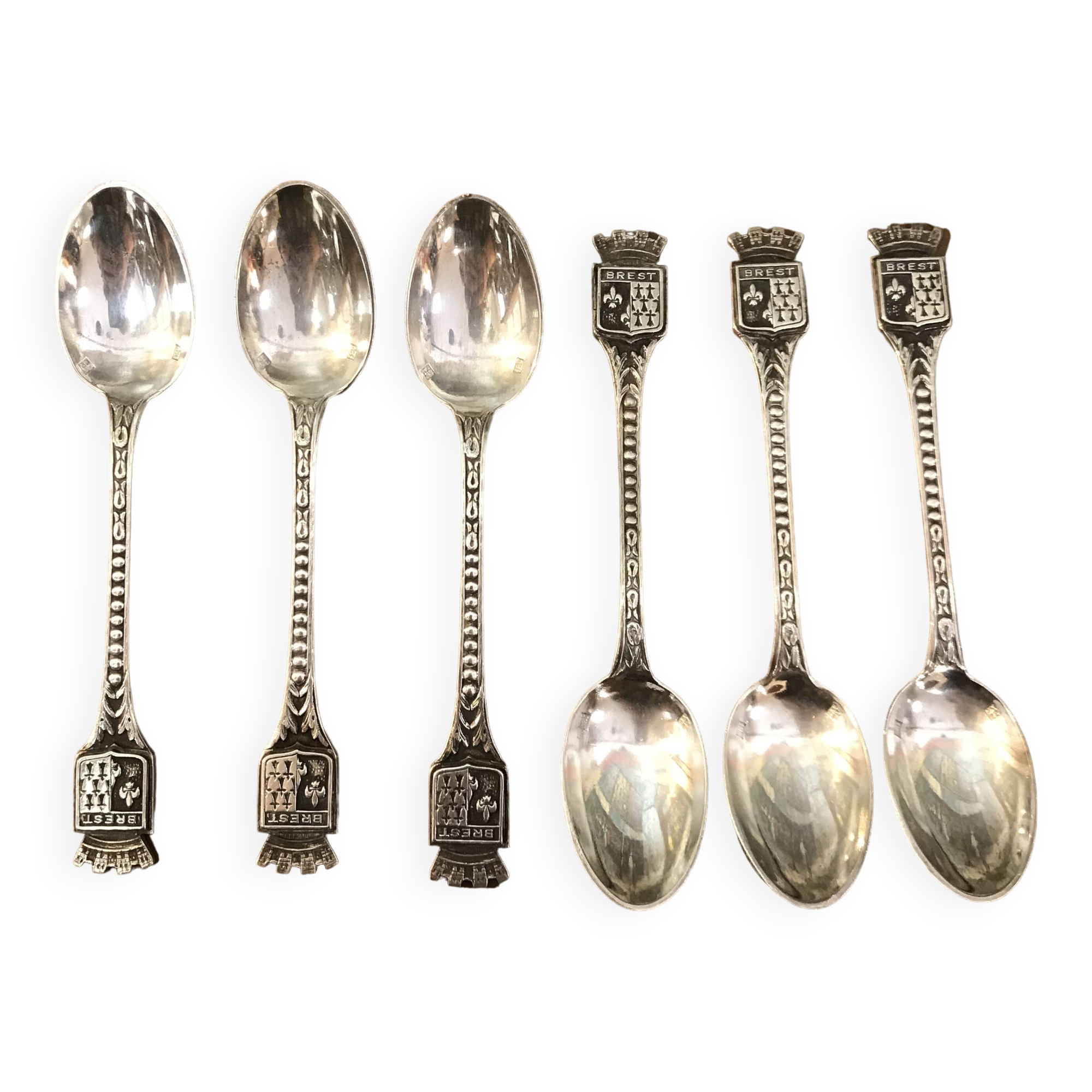 Set of 6 "Brest" silver-plated metal teaspoons