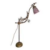 Art Nouveau lamp rises and falls in bronze