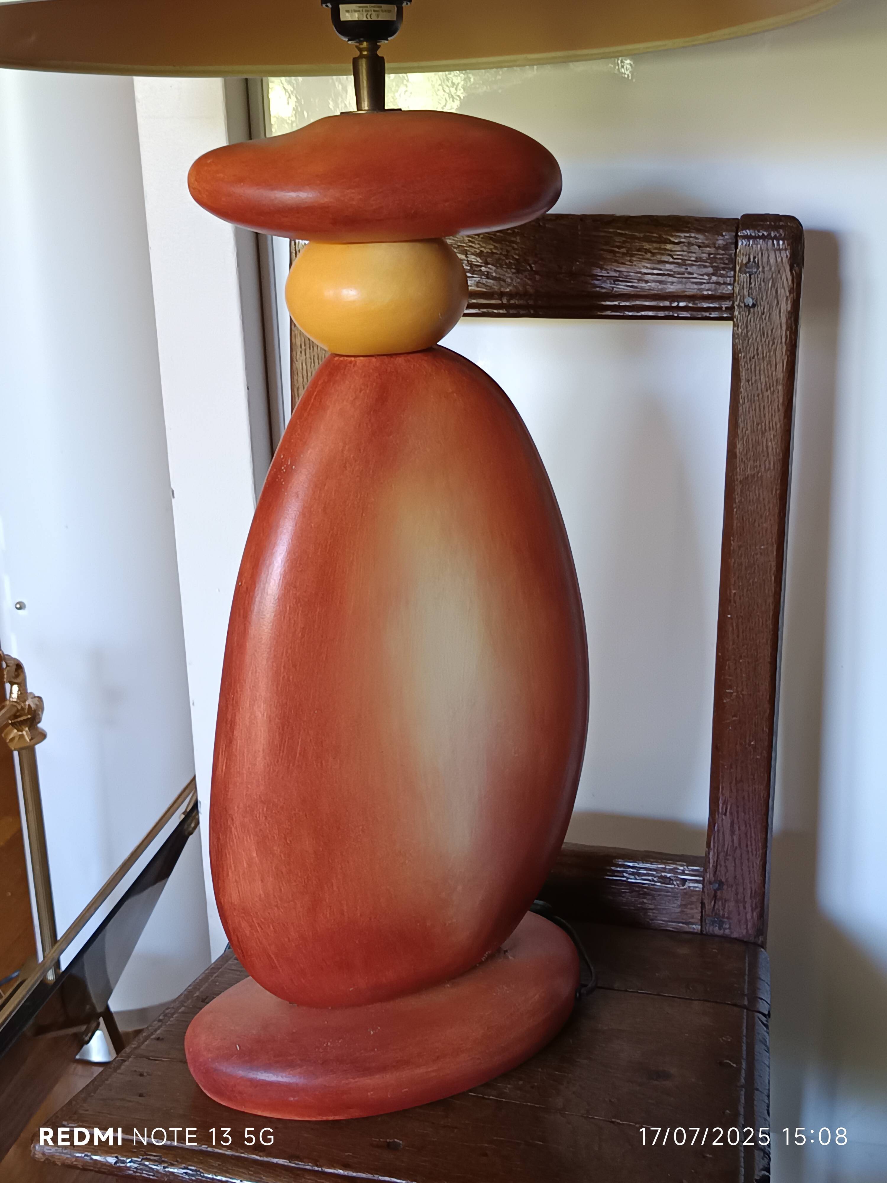 ceramic pebble lamp 1990 signed François Chatain