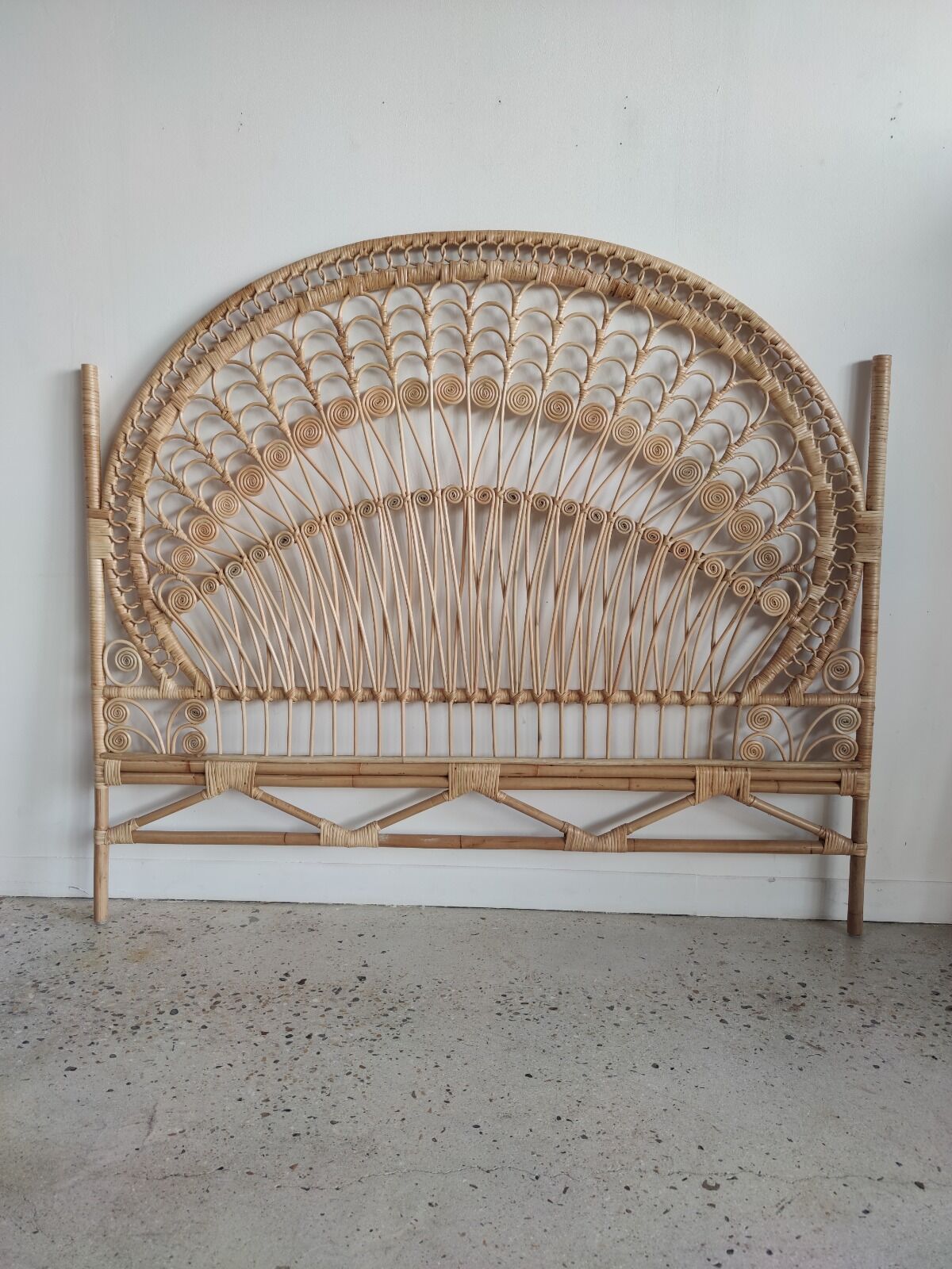 Peacock rattan headboard