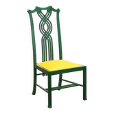Vintage Giorgetti chair in wood and velvet, Italy, 1980s.