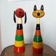 Wooden cat and dog stack toys