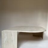 Travertine eye-shaped coffee table