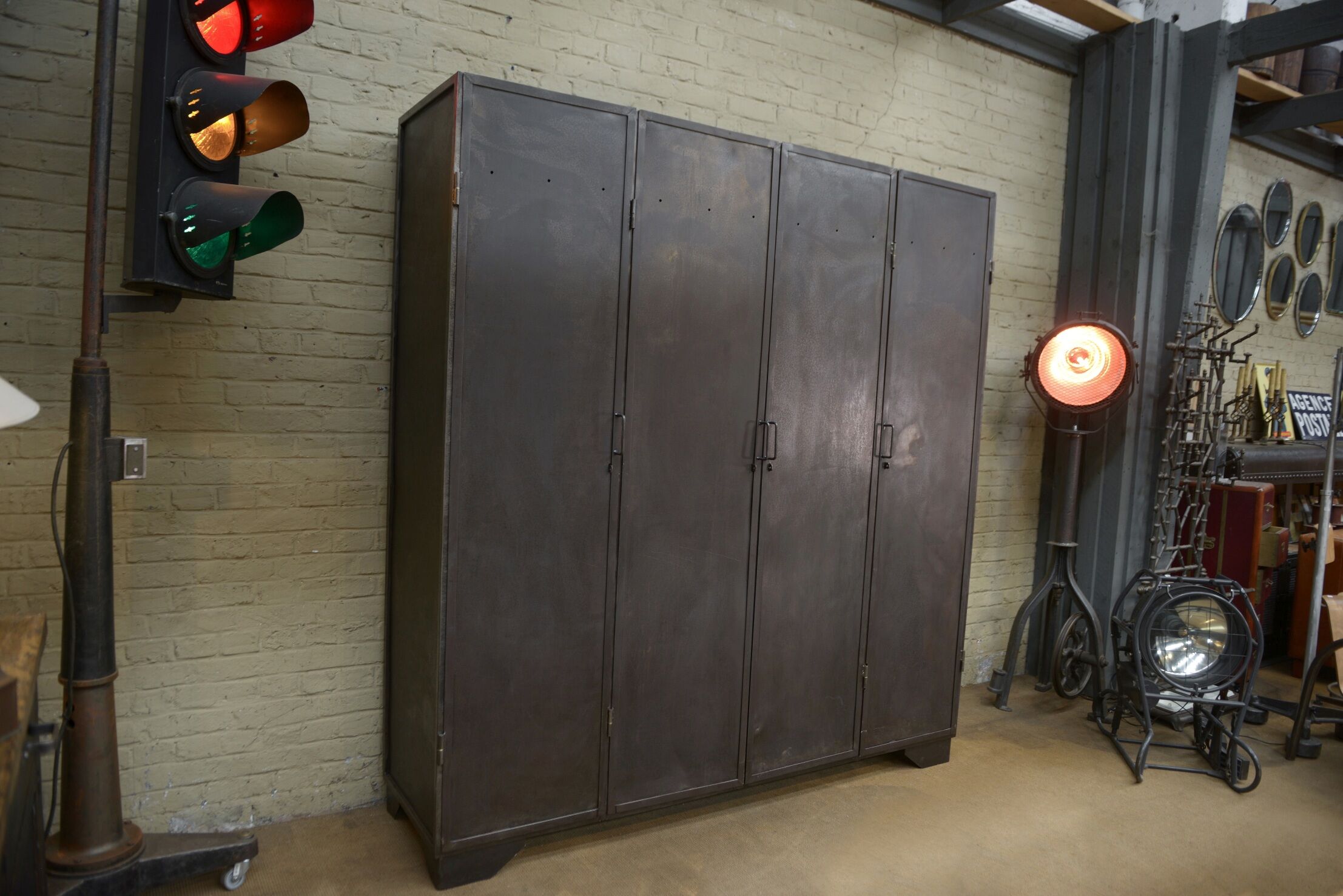 Industrial cabinet 4 doors in metal 1950