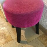 Paire de tabourets design en velours framboise