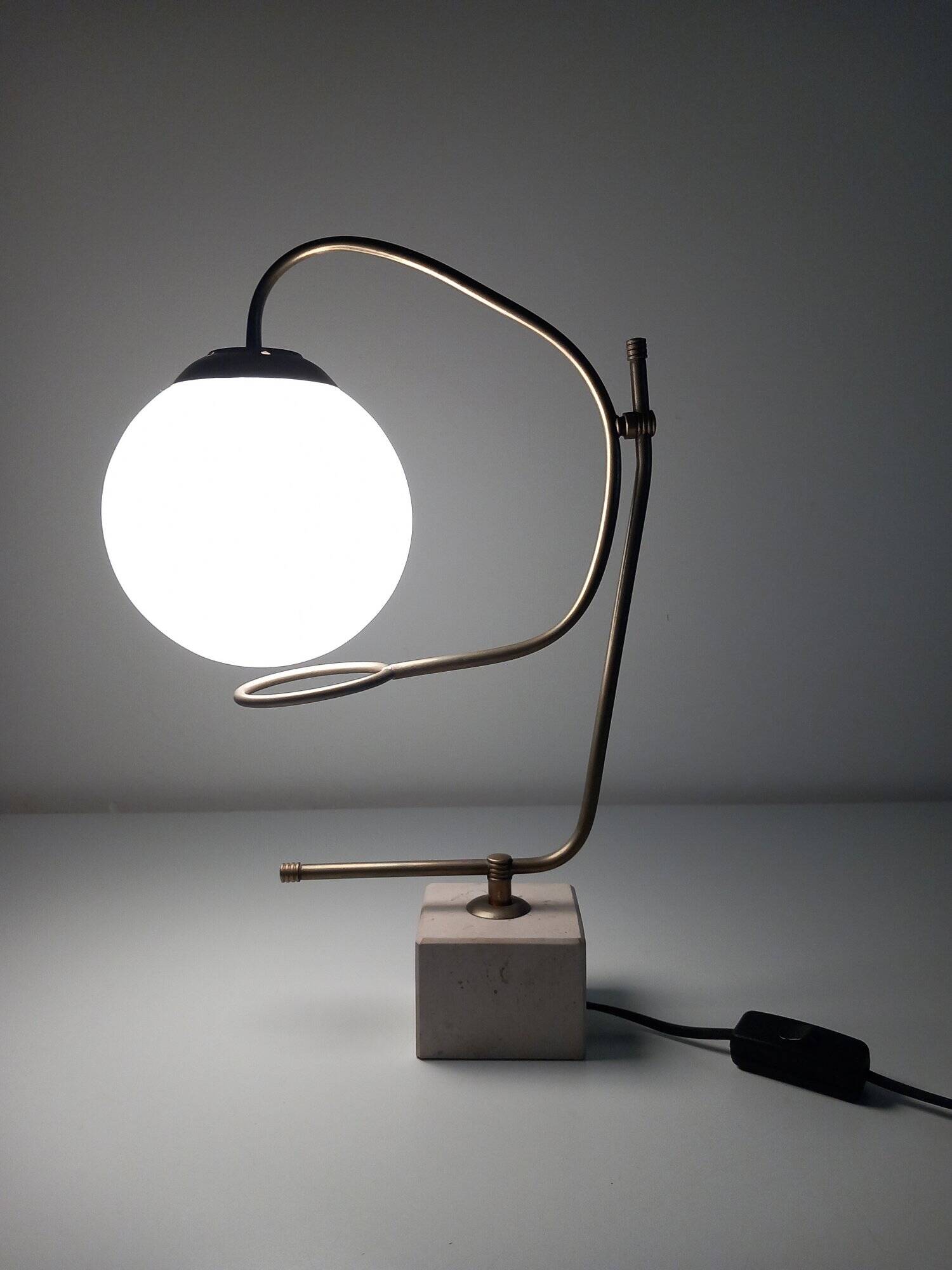 Large Vintage Table Lamp • Marble Base • Brass • 1970-1980