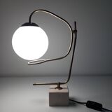 Large Vintage Table Lamp • Marble Base • Brass • 1970-1980