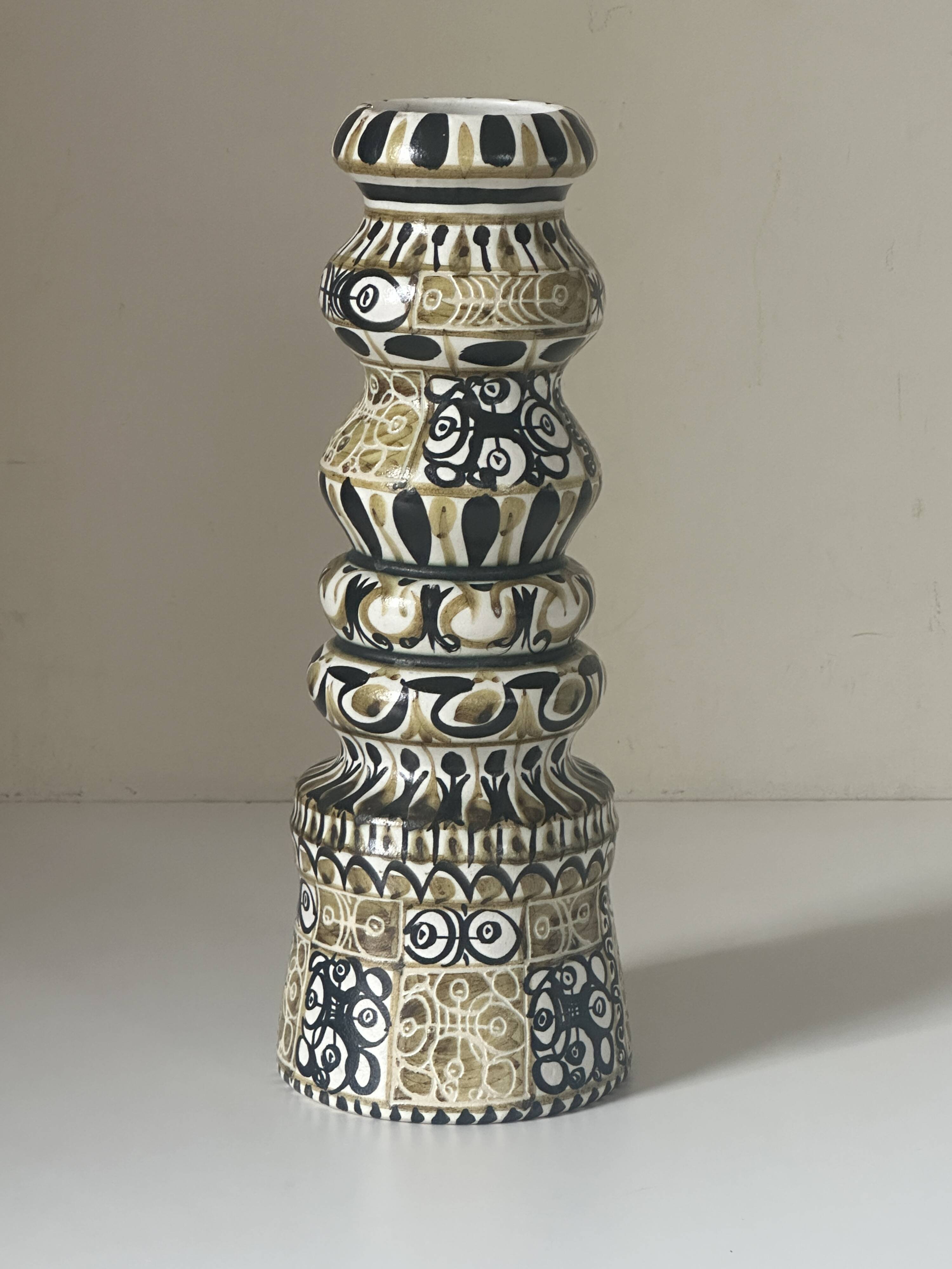 Large André Hourellou Quimper vintage candle holder