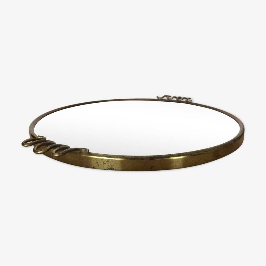 Mirror tray with brass rim 33cm