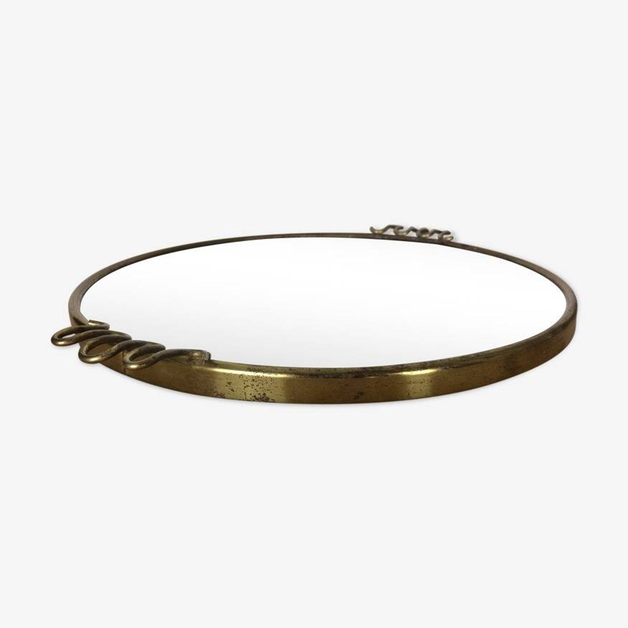 Plateau miroir cerclage laiton 33cm