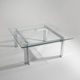 Table basse carrée en verre et acier, années 1970