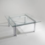 Square coffee table in glass and steel, 1970s